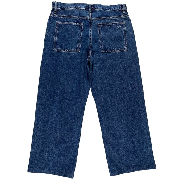 J.W.Anderson x Uniqlo Wide Leg Cropped Medium Wash Blue Jeans mens size 32x25.5 - Picture 2 of 9